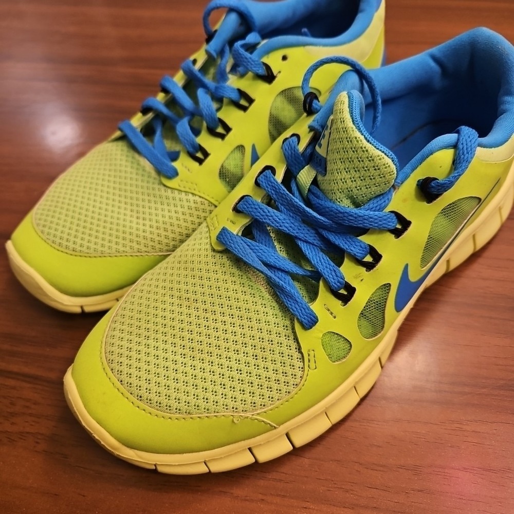 Nike Free 5.0 Blue Neon Yellow Athletes Running Shoes 580558-400 Youth Size 5.5Y